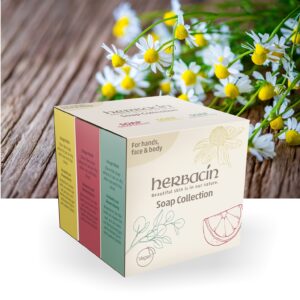 Herbacin Herbal Soap  - Soap Collection of 3 | Grapefruit - Camomile - Eukalyptus